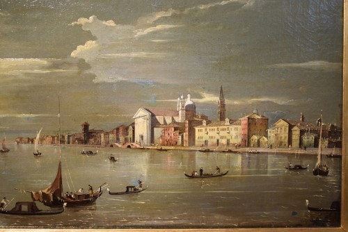 Venise, le Canal de la Giudecca - Italie XVIIIe siècle - Tableaux et dessins Style Louis XVI